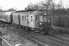 DSB MO 1957 (type II) photographed in Fredericia 3. May 1978.  . The MO class (type II) was built by Frichs in Denmark in a number of 10. MO 1957 was put in service in 1935. Withdrawn from service in 1983. 3-B. Two 6-cyl. Frichs dieselelectric engines. 500 hp. Max speed 120 km/h - 75 mph. Length 20 930 mm. Weight 65 metric tonnes. 52 seats.